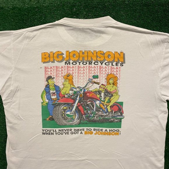 Big Johnson Motorcycles Vintage 90s Sex Humor T-Shirt - Picture 5 of 6